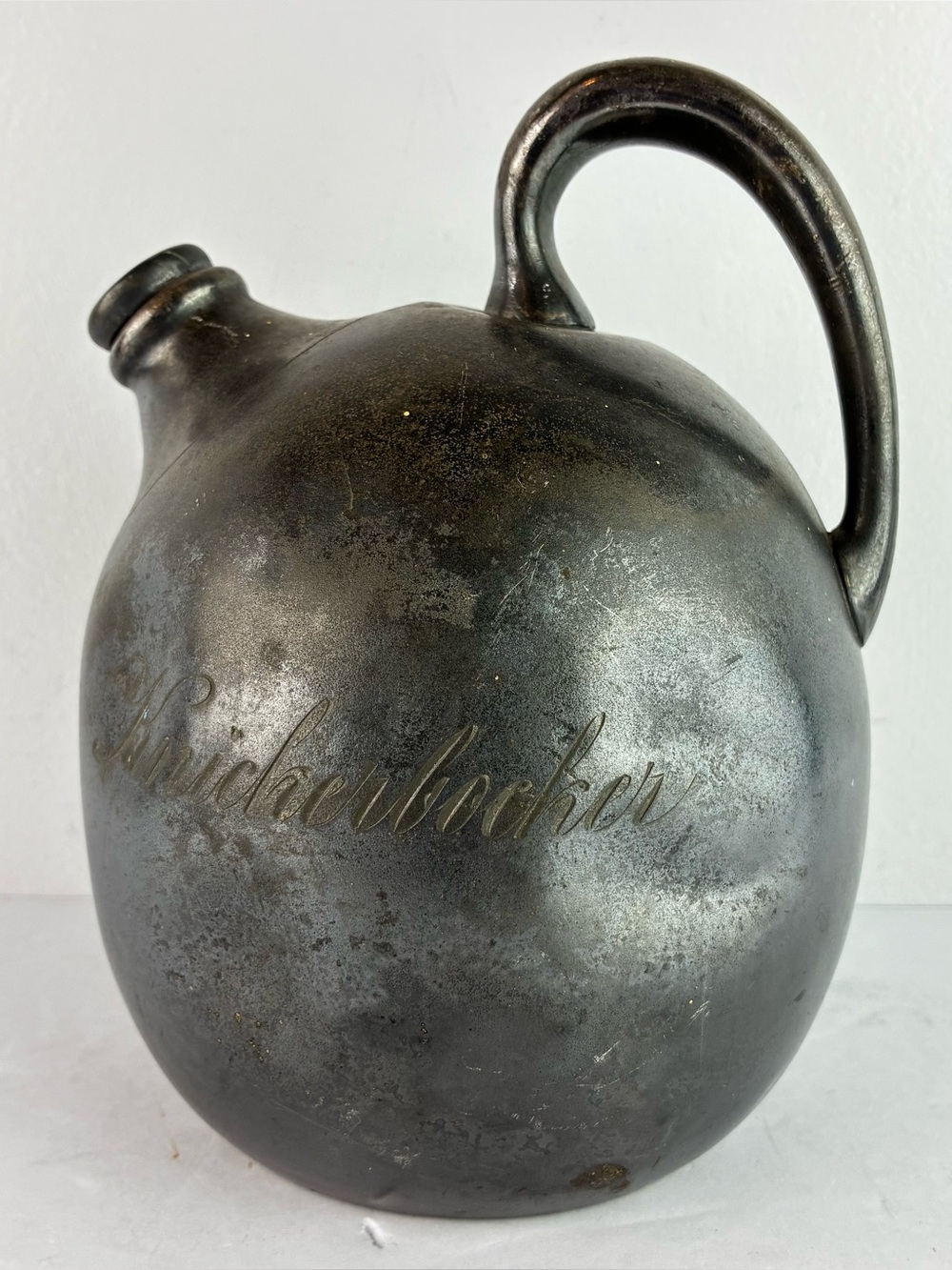 Knickerbocker Engraved Vintage 1900’s Silverplate Whiskey Jug w/Cork